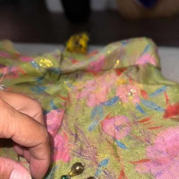 Vibrant High Waist Green and Pink Summer Shorts - Picture 2 of 4